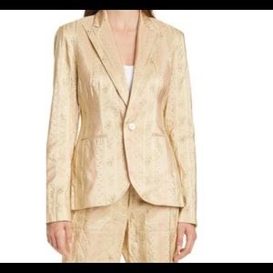 Polo Ralph Lauren Women's Silk Jacquard Blazer Jacket Rose Gold Size 8